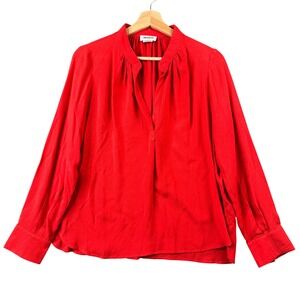 Zadig & Voltaire Tink Red Split V-Neck Blouse Long Sleeve Women's Small